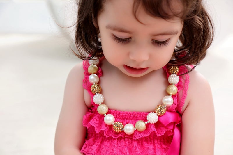 VCMART Girls Chunky Bubblegum Beaded Necklace & Hairpin Set - Image 4